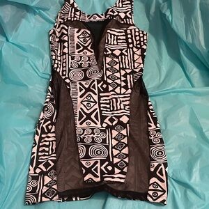 Black and Pink Geometric Pattern Dress
